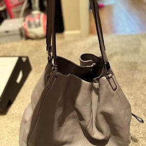 Coach large leather gray purse